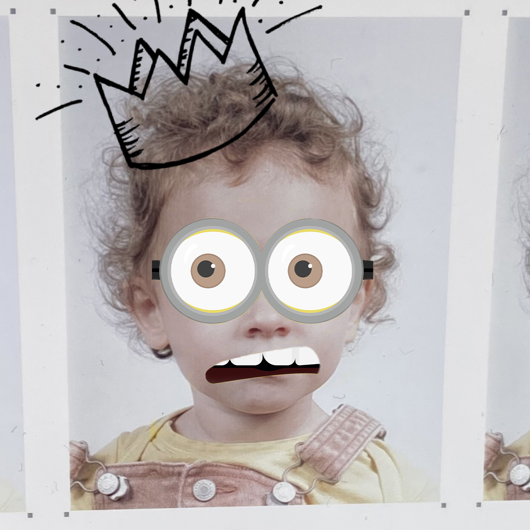 triptyque portrait enfant avec yeux et bouche mignon